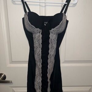Black and Gray Lace Trim Chemise